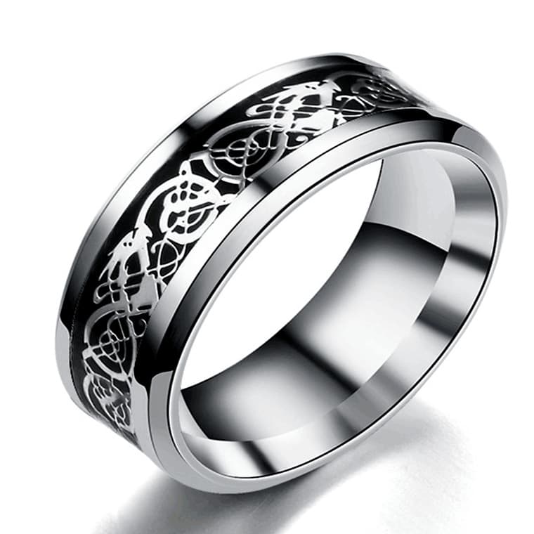 Anillo Dragón de Acero Quirúrgico para Hombre
